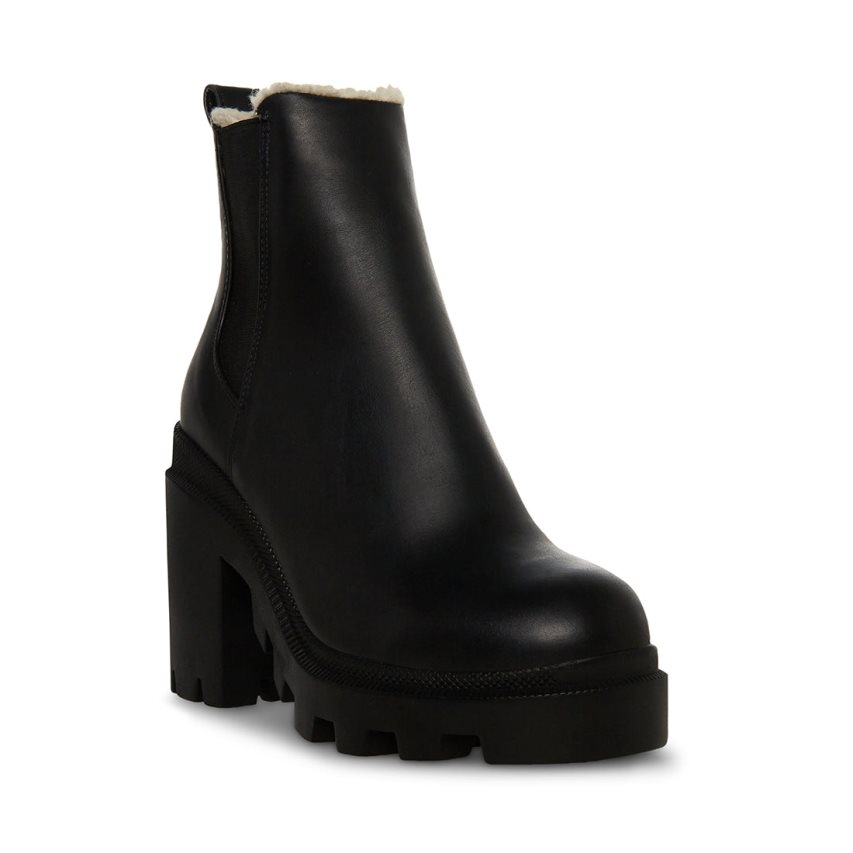 Black Steve Madden Roxie-f Leather Women's Ankle Boots | PH 2975UST